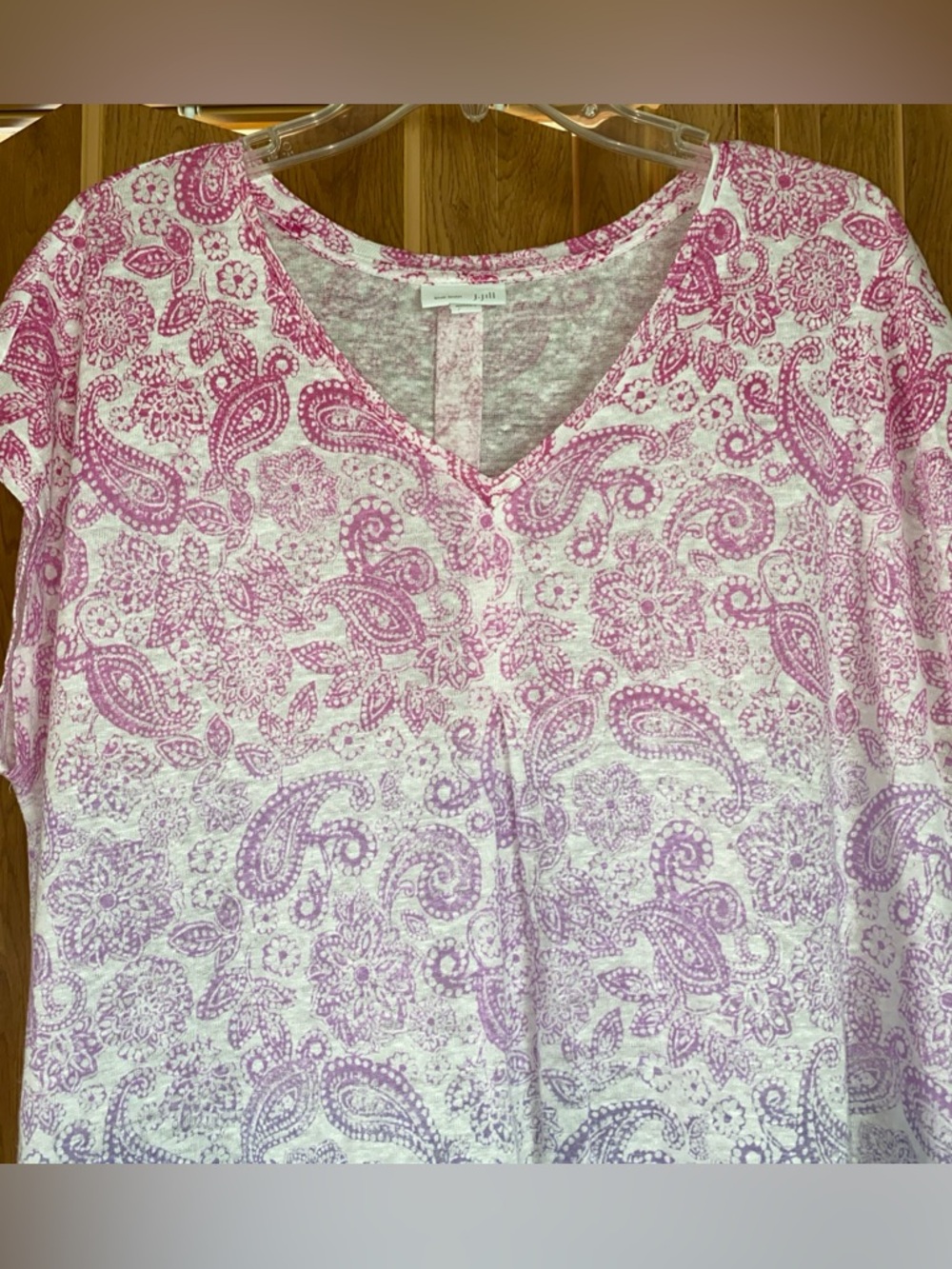 J Jill Love Linen Tunic Size 1X Purple Pink Ombre 100% Linen Beach Coastal Boho - Picture 2 of 8